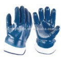 Knit wrist smooth finished blue nitrile gloves